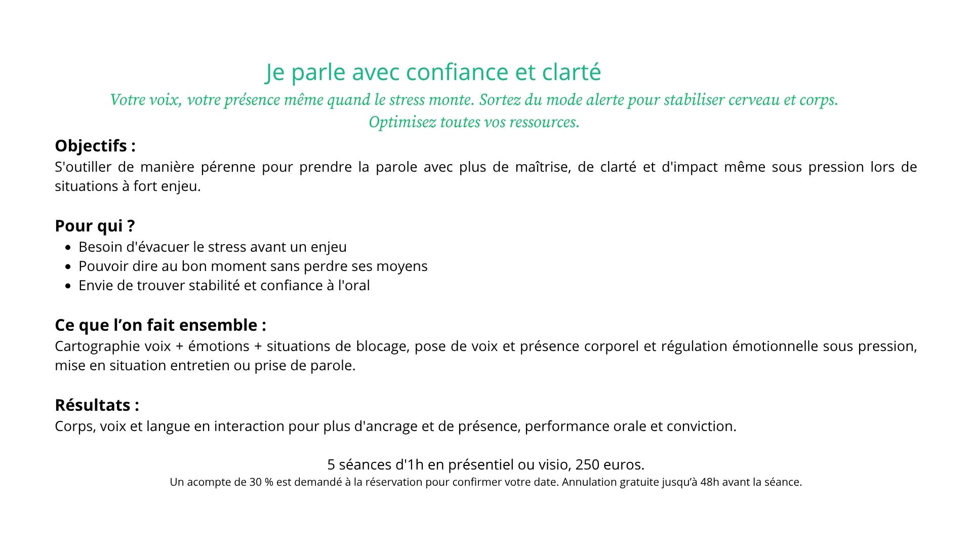Offre parler avec confiance et clarté